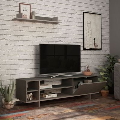 Mourah Stockton Tv Unit Up To 65 Inches - Retro Grey/Light Mocha- 2 Years Warranty