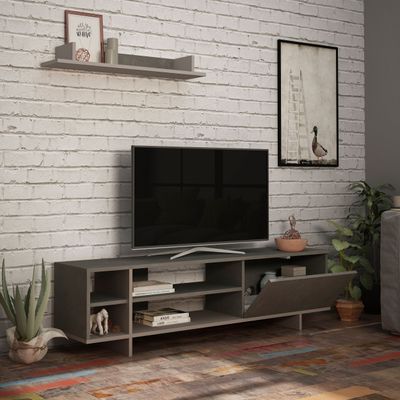 Stockton Tv Unit Up To 65 Inches - Retro Grey/Light Mocha- 2 Years Warranty