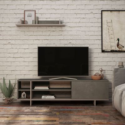 Mourah Stockton Tv Unit Up To 65 Inches - Retro Grey/Light Mocha- 2 Years Warranty