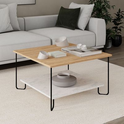 Mourah Marbo Coffee Table - Oak/Marmo - 2 Years Warranty