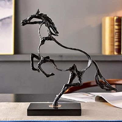 Golden Abstract Horse Sculpture Metal Handmade Craftsmanship Hfor Home Decor -Black