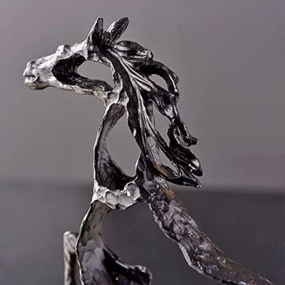 Golden Abstract Horse Sculpture Metal Handmade Craftsmanship Hfor Home Decor -Black