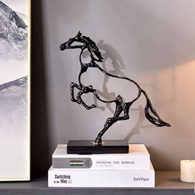 Golden Abstract Horse Sculpture Metal Handmade Craftsmanship Hfor Home Decor -Black