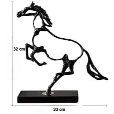 Golden Abstract Horse Sculpture Metal Handmade Craftsmanship Hfor Home Decor -Black