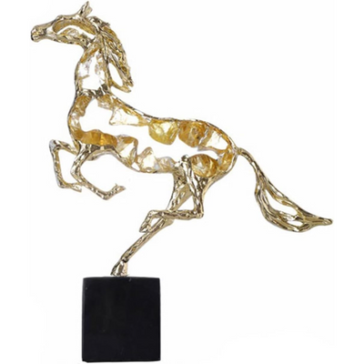 Golden Abstract Horse Sculpture Metal Handmade Craftsmanship Hfor Home Decor -Gold