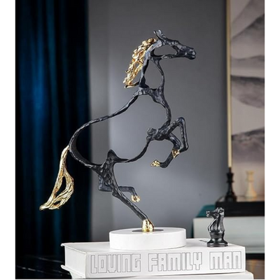 Golden Abstract Horse Sculpture Metal Handmade Craftsmanship Hfor Home Decor -Black and Gold