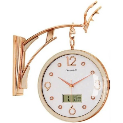 Double Sided Wall Clock Hanging 360 ° Rotating Two Faces Retro Round Clock Silent Movement.