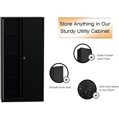 Mahmayi Modern VSTSC Digital Cupboard with 3 Adjustable Shelves, Touch Screen Lock, Secure Storage Black Ideal for Home, Office