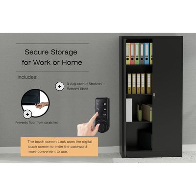 Mahmayi Modern VSTSC Digital Cupboard with 3 Adjustable Shelves, Touch Screen Lock, Secure Storage Black Ideal for Home, Office