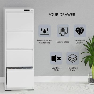 Mahmayi Modern OM4 Digital Filing Cabinet with 4 Drawers, Touch Screen Electronic Password Lock White Ideal for Cash, Jewelry, Home, Office