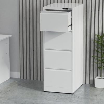 Mahmayi Modern OM4 Digital Filing Cabinet with 4 Drawers, Touch Screen Electronic Password Lock White Ideal for Cash, Jewelry, Home, Office