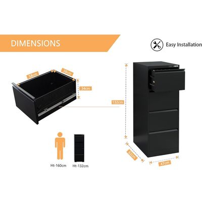 Mahmayi Modern VST4 Digital Filing Cabinet with 4 Drawers, Touch Screen Electronic Password Lock Black Ideal for Cash, Jewelry, Home, Office