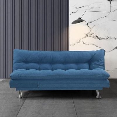 PUKKA Sofa Cum Bed I Sleeping Fabric Sofa I Three Seat Sofabed I Modern Design Living Room Sofa Color (BLue)