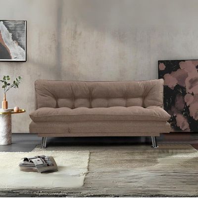PUKKA Sofa Cum Bed I Sleeping Fabric Sofa I Three Seat Sofabed I Modern Design Living Room Sofa Color (BROWN)