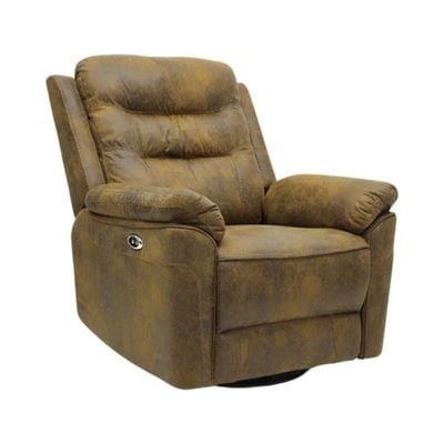 Electric Single Seater Recliner sofa, Recliner Chair, Rocking sofa with footrest, Faux Leather Comfortable & Durable. (Golden Color)