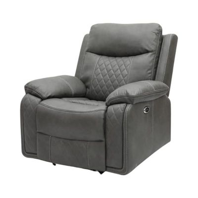 Electric Single Seater Recliner sofa, Recliner Chair, Rocking sofa with footrest, Faux Leather Comfortable & Durable. (Grey Color)