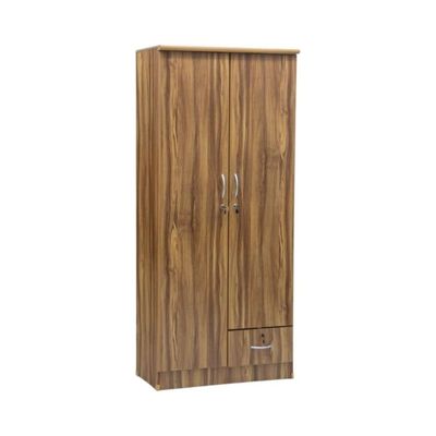 2 Door Wooden Wardrobe Cabinet Cupboard of Engineered Wood with One Lockable drawer Perfect Modern Stylish Heavy Duty TWO Door Wooden Wardrobe Cabinet Cupboard (Golden Teak)