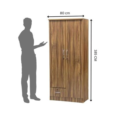 2 Door Wooden Wardrobe Cabinet Cupboard of Engineered Wood with One Lockable drawer Perfect Modern Stylish Heavy Duty TWO Door Wooden Wardrobe Cabinet Cupboard (Golden Teak)