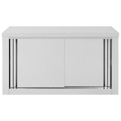 vidaXL Kitchen Wall Cabinet with Sliding Doors 90x40x50 cm Stainless Steel