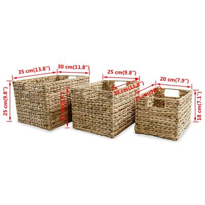 vidaXL Storage Basket Set 3 Pieces Water Hyacinth