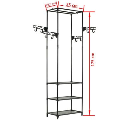 vidaXL Clothes Rack Steel and Non-woven Fabric 55x28.5x175 cm Black