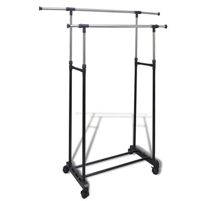 vidaXL Adjustable Clothes Rack 4 Castors 2 Hanging Rails