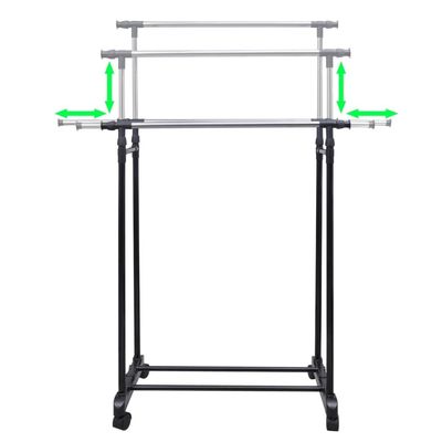 vidaXL Adjustable Clothes Rack 4 Castors 2 Hanging Rails