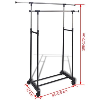 vidaXL Adjustable Clothes Racks 2 pcs 2 Hanging Rails