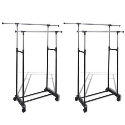 vidaXL Adjustable Clothes Racks 2 pcs 2 Hanging Rails