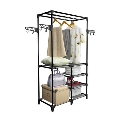 vidaXL Clothes Rack Steel and Non-woven Fabric 87x44x158 cm Black