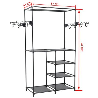 vidaXL Clothes Rack Steel and Non-woven Fabric 87x44x158 cm Black