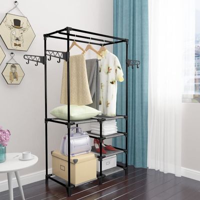 vidaXL Clothes Rack Steel and Non-woven Fabric 87x44x158 cm Black