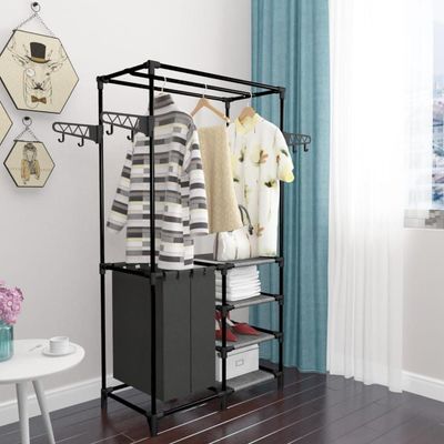 vidaXL Clothes Rack Steel and Non-woven Fabric 87x44x158 cm Black