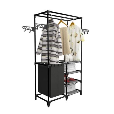 vidaXL Clothes Rack Steel and Non-woven Fabric 87x44x158 cm Black