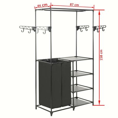 vidaXL Clothes Rack Steel and Non-woven Fabric 87x44x158 cm Black