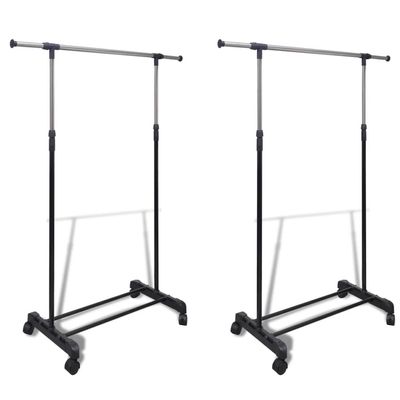 vidaXL Adjustable Clothes Racks 2 pcs 1 Hanging Rail