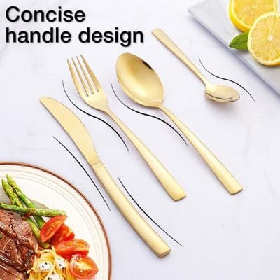 Luxury Portable Colorful Stainless Steel Cutlery, 30 Piece Flatware, Service up to 6 person - Black