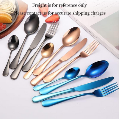 Luxury Portable Colorful Stainless Steel Cutlery, 30 Piece Flatware, Service up to 6 person - Black