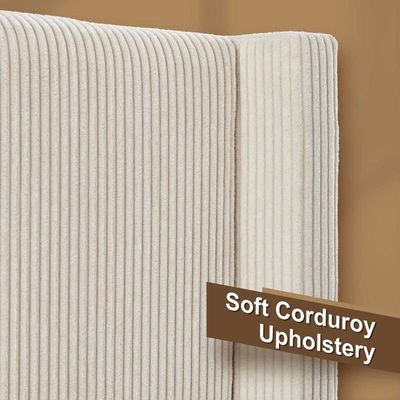 Delfina Corduroy Upholstered Bed Single 100 x 200 in Cream Color