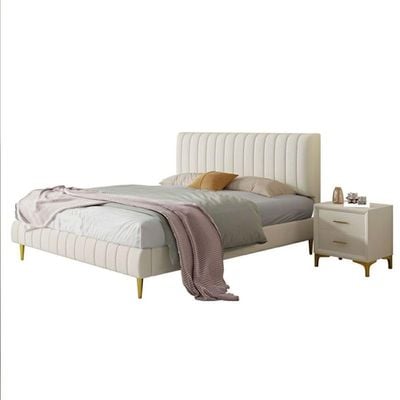 Vandana Modern Upholstered PaneBedSingle 100 x 200 in Cream Color