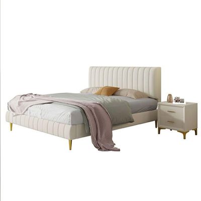 Vandana Modern Upholstered PaneBedSuper King 200 x 200 in Cream Color