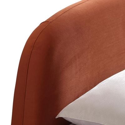 Nordic Aesthetic Upholstered Modern Velvet BedMedium 120 x 200 in Orange Color