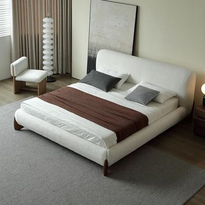 Curva Modern  Boucle Platform BedSingle 100 x 200 in White Color