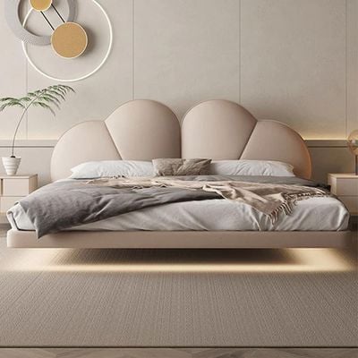 Danon Upholstered BedSuper King 200 x 200 in Beige Color