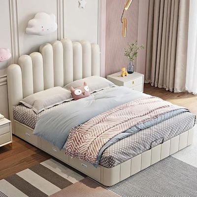 Letto PVC Leather BedQueen 160 x 200 in Light Grey Color