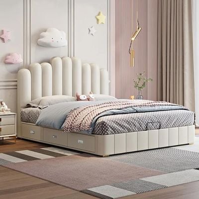 Letto PVC Leather BedSuper King 200 x 200 in Light Grey Color