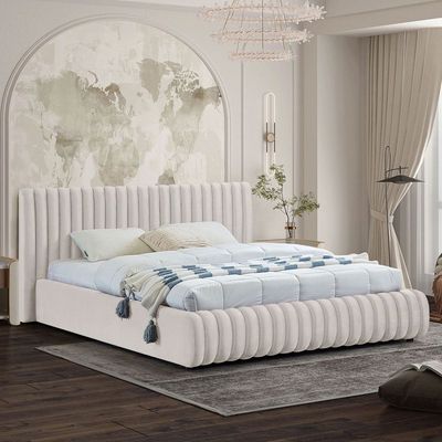 Nico Velvet Bed Single 100 x 200 in Cream Color