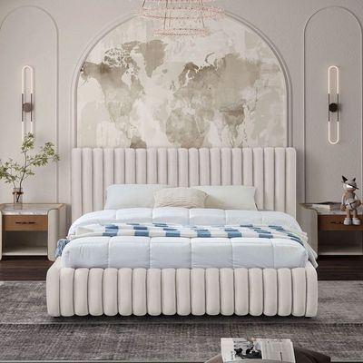 Nico Velvet Bed Single 100 x 200 in Cream Color