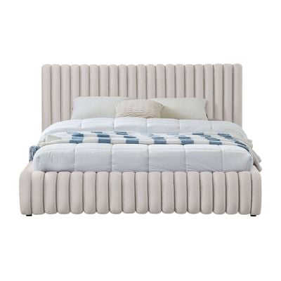 Nico Velvet Bed Queen 160 x 200 in Cream Color