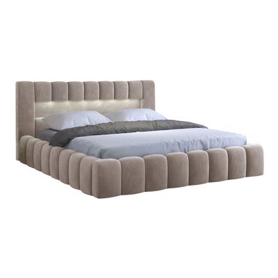 Mercy Upholstered Bed KingW 180 x 200 in Beige Color